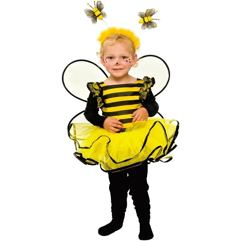 Girls Little Sweet Honey Bee Fancy Tutu Dress Child Halloween Cosplay Toddle Kids Bumble Costume M13