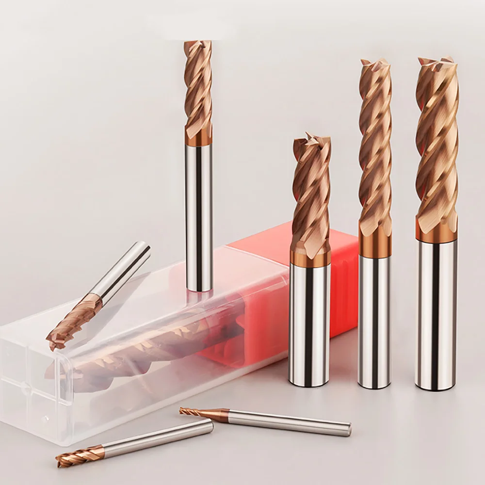 HRC55 4 Flutes Carbide End Milling Cutter 60 Degree Millings Cutters Tungsten Steel CNC machining center Nano Coating Tools