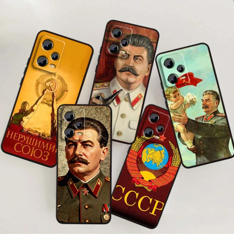 

Stalin Soviet Union For Xiaomi Redmi Note 14 13 12 12S 11E 11 11S 11T Pro Plus 4G 5G Black Soft TPU Cover Phone Case