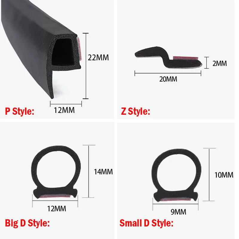 EPDM rubber Weatherstrip Car Door Seal Strip Big D Small D Z P Type Waterproof Sound Insulation Soundproof auto seal 3M adhesive