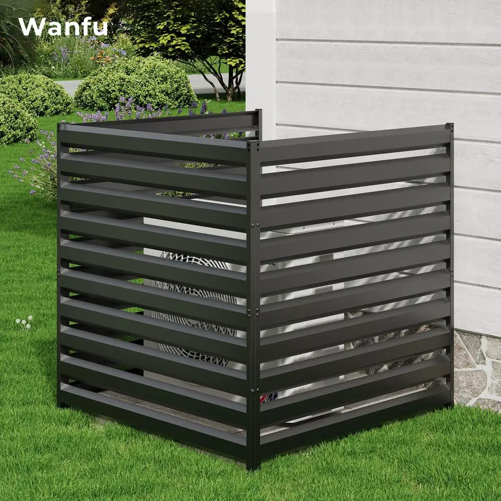 Air Conditioner Fence, 42H x 38W 3Panels Metal Outdoor Privacy Screens, Trash Can Enclosure, Pool Equipment Enclosure Fence -HOT