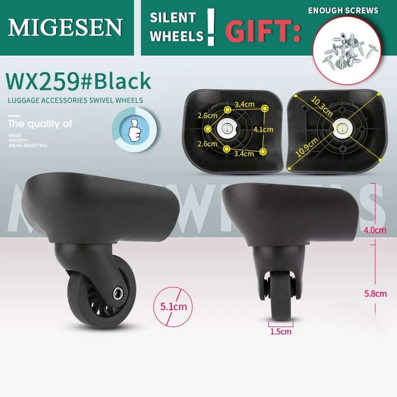 

Колесо для чемодана, универсальное замена колес, совместимое с универсальным колесом, тележкой, аксессуары для чемодана, шкив, дорожный багаж