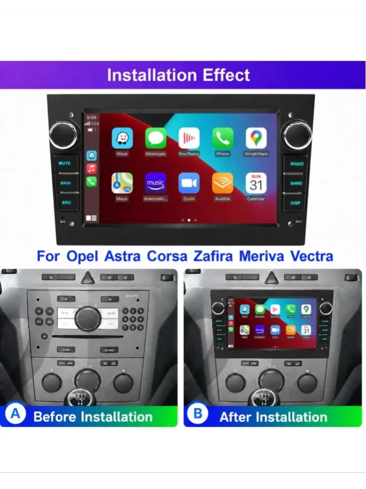MOPECT 7 Zoll 2DIN Autoradio Stereo für Opel Astra H Corsa C D Zafira B Vectra Vauxhall Antara Vivaro Meriva Veda Multimedia-Player Carplay Android Auto Smart Intelligent Systems IPS Touchscreen