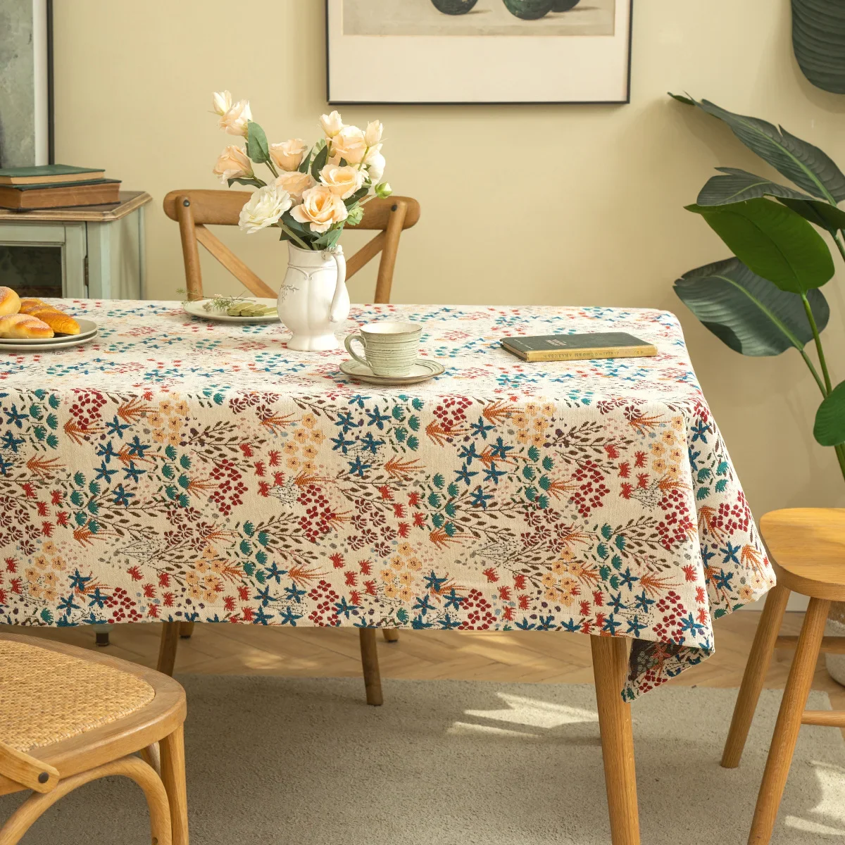 Dining Table Cloth Household Rectangular Chenille Fabric Jacquard Tea Table Decoration Background cloth Desk Cover