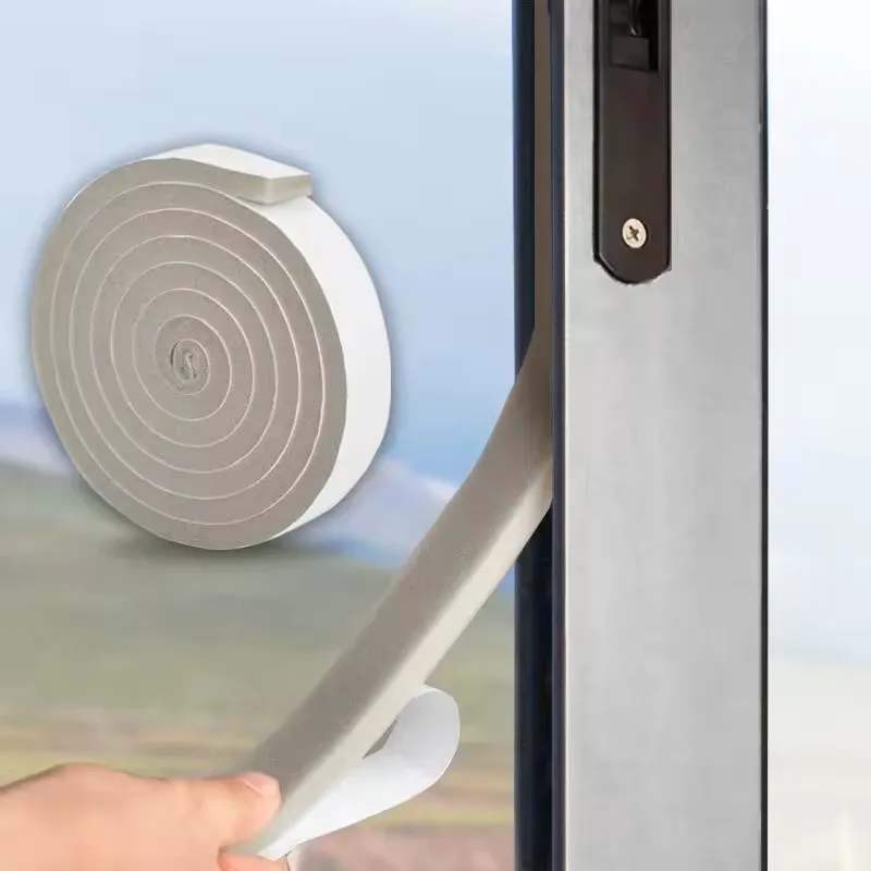 Cinta de sellado de juntas de ventanas, tira de espuma para sellar juntas de puertas, aislamiento acústico y tira de esponja a prueba de polvo para parabrisas, 2 rollos
