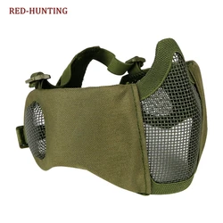 Máscara táctica airsoft media cara acero carbono plegable ligera