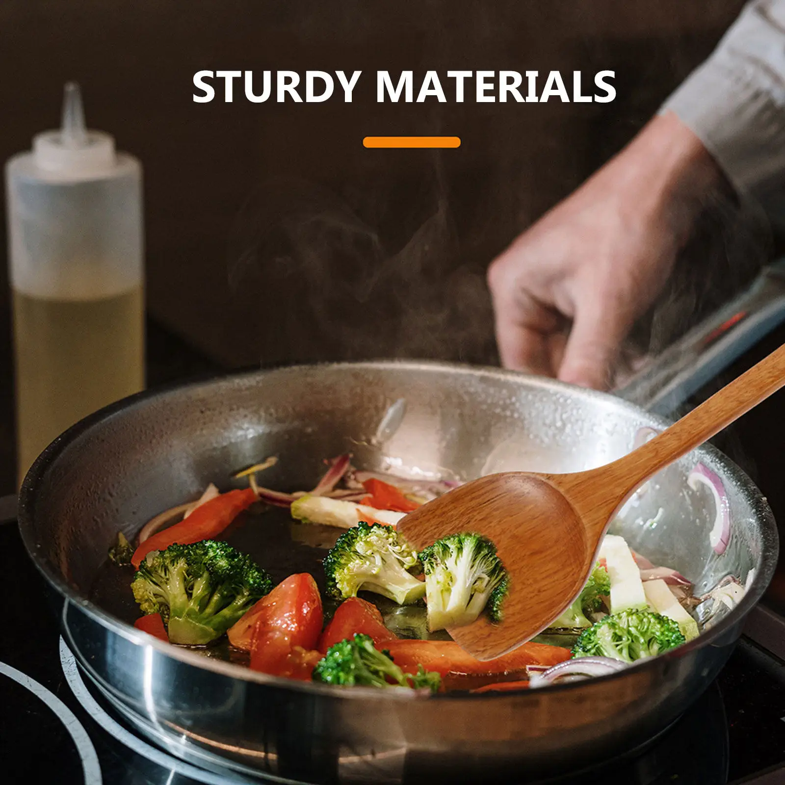 

1Set Premium Wooden Kitchen Utensils Set Multipurpose Cooking Spatula Stirring Spoon Colander Scoop with Bucket Non Scratch Heat