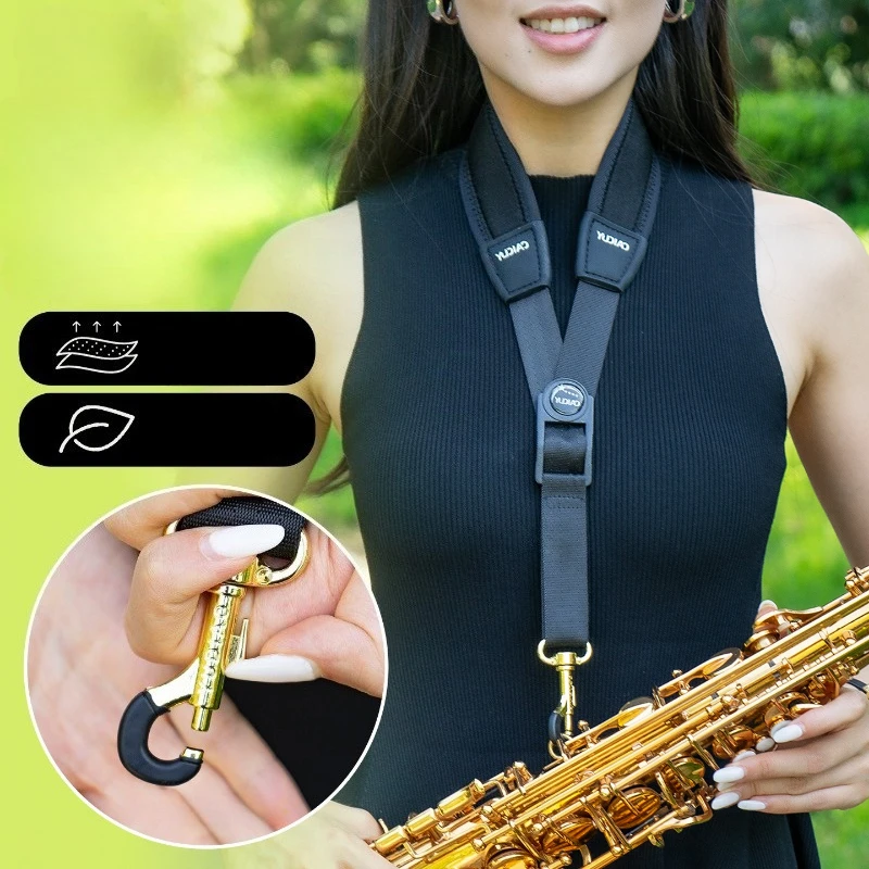 

Breathable Thickened for Enhanced Comfort Adjustable Alto Tenor Soprano Saxophone Neck Strap Lanyard Metal Lock Hook Harness