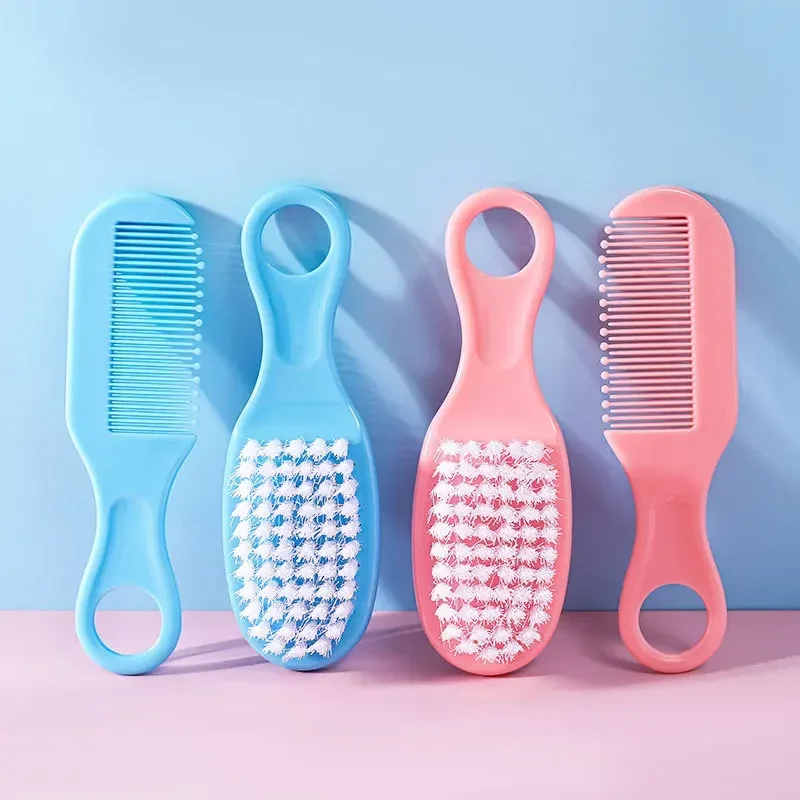 2Pcs/Set Baby Hairbrush Comb Portable Newborn Infant Toddlers Soft Hair Brush Head Massager Comb Set Baby Kid Hair Care Supplies