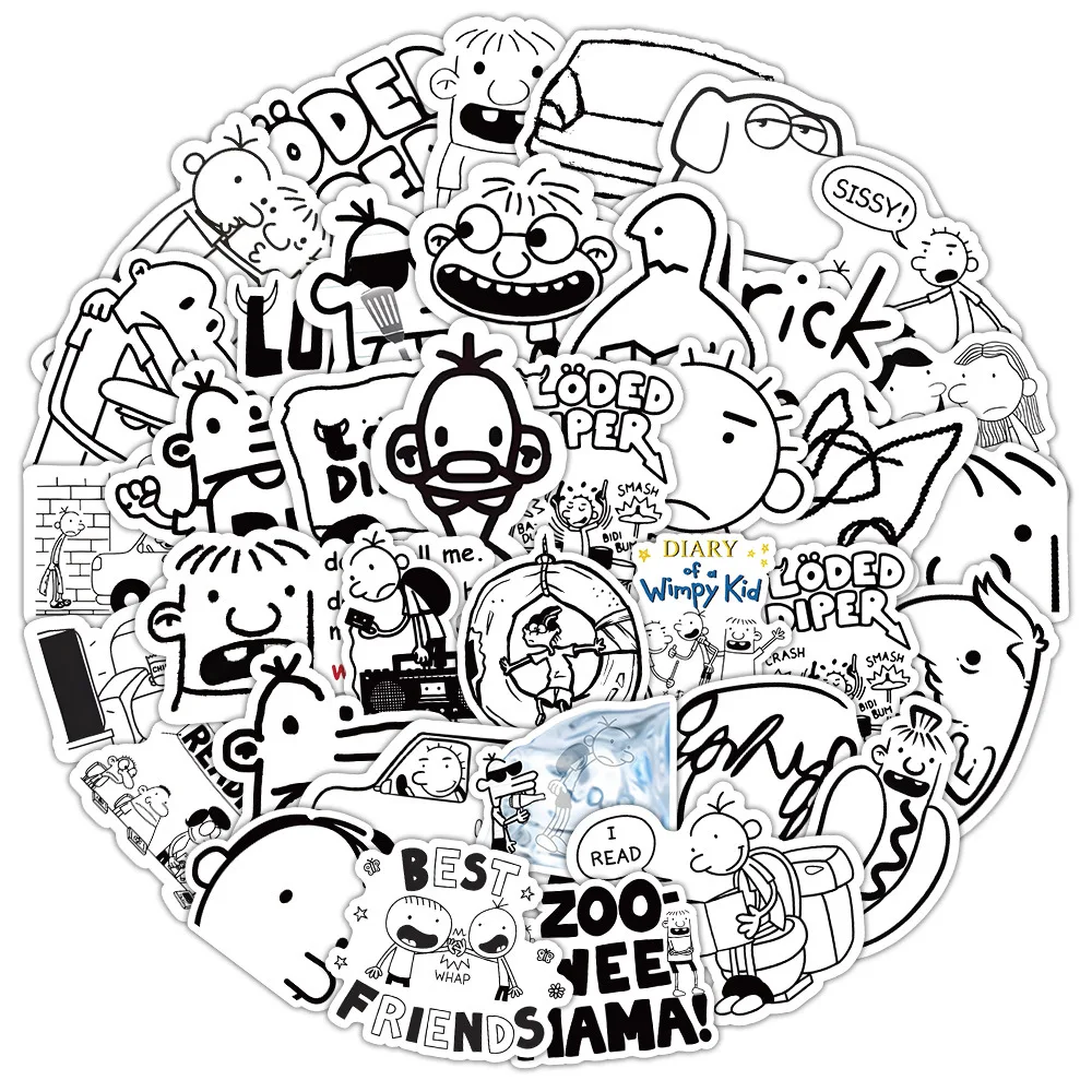 

10/30/50PCS Diary of a wimpy kid Graffiti Sticker Decoration Guitar Skateboard Stationery Box Computer Waterproof Decal Toy