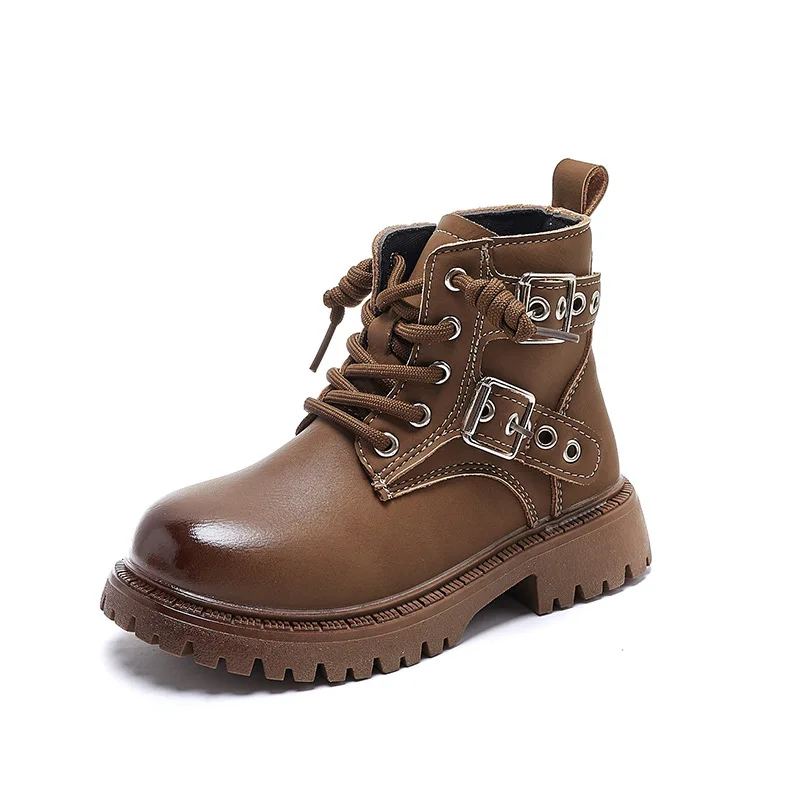 Children Autumn Girls Ankle Boots Buckle Cool Spring New Little Boys Boots Solid Color Retro 2023 Kids Shoes for Catwalk Casual