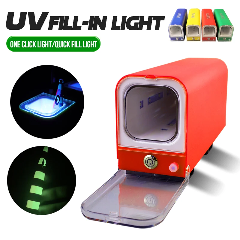 TAIYU-luz de relleno UV operada por batería, herramientas de pesca, señuelo de plantilla de Metal, cebo suave, lentejuelas, luz de relleno