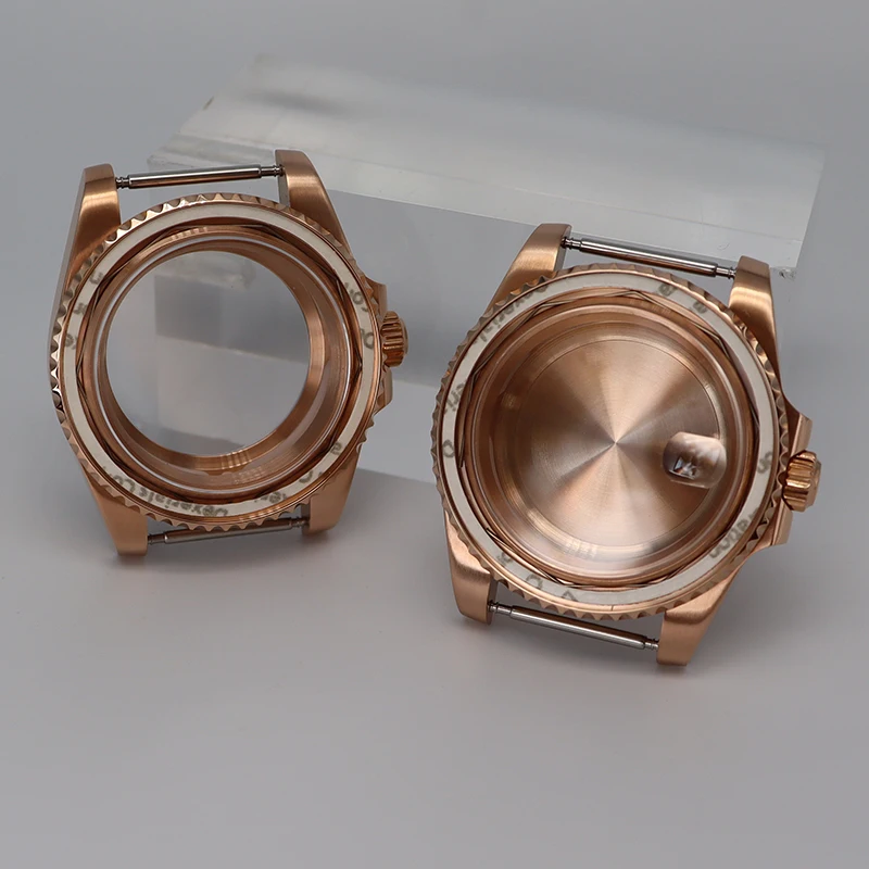 Rose goud 40 mm mevrouw horlogekast saffierkristalglas voor Seiko NH35 NH36 NH34/38 Miyota8215 ETA2824 beweging 28,5 mm wijzerplaat Deepsea