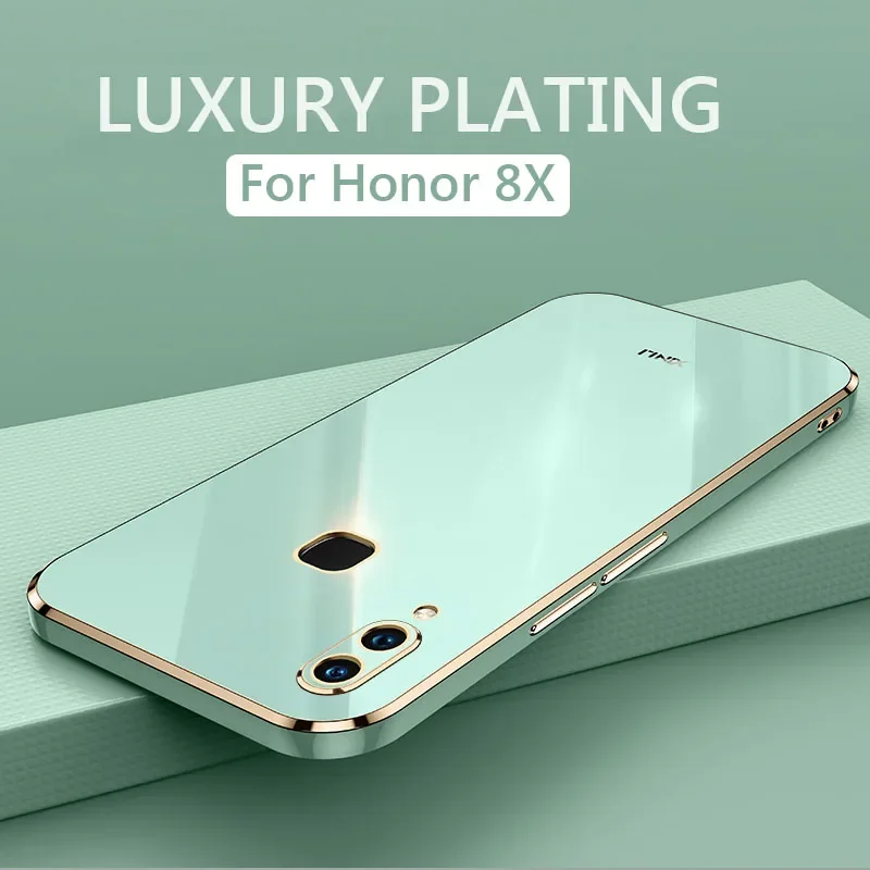 Custodia per telefono con placcatura quadrata di lusso per Huawei Honor 8X Honor8X Max Cover posteriore in silicone TPU morbido antiurto Fundas