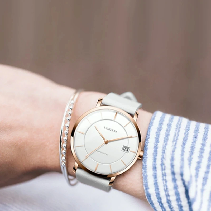 LOBINNI Simple Ultra Thin Lover's Watches MIYOTA 9015 Movement Automatic Mechanical Couple Watches Gifts Men Women Clock