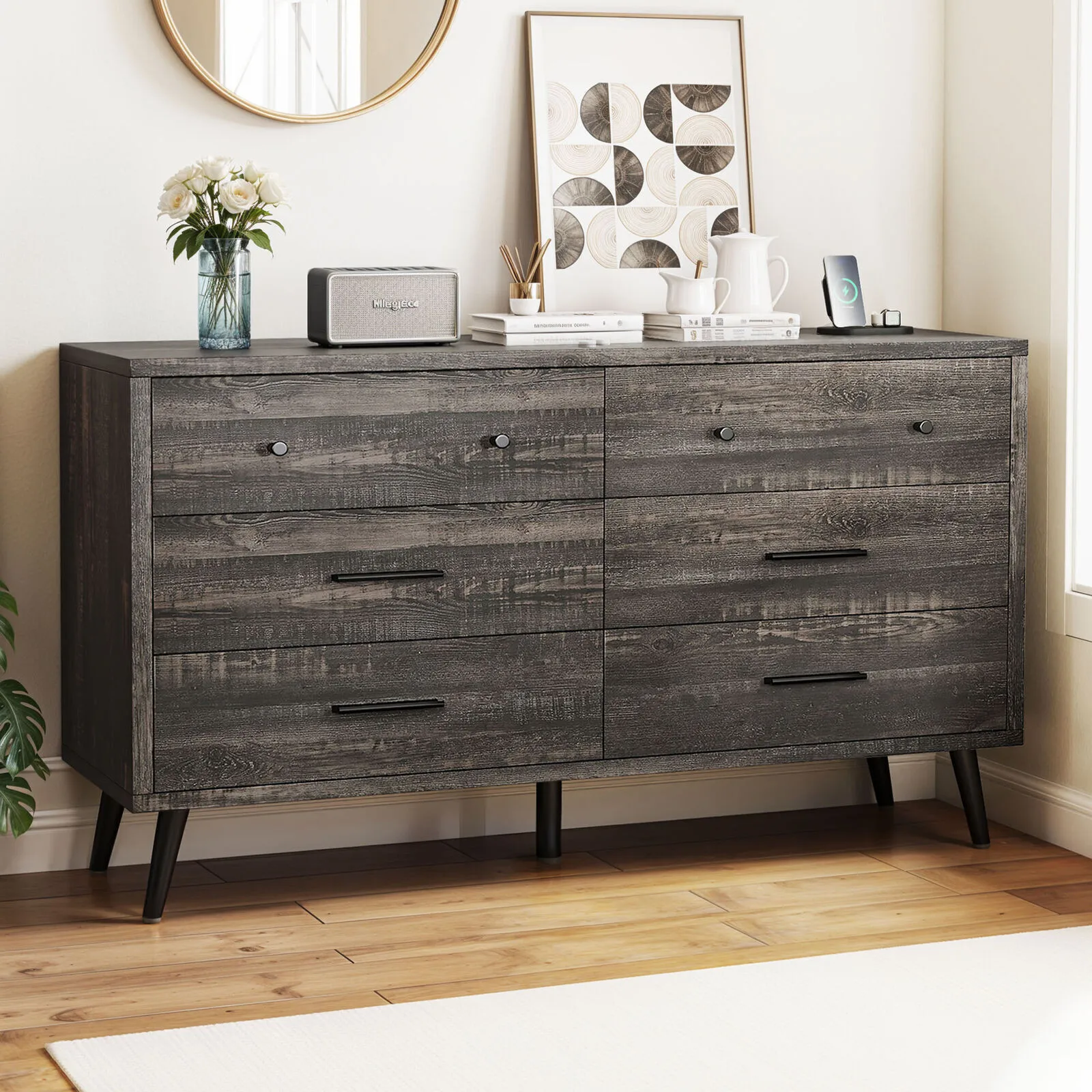 

6 Drawers Dresser Bedroom Furniture Storage Chest Organizer Closet Cabinet Home