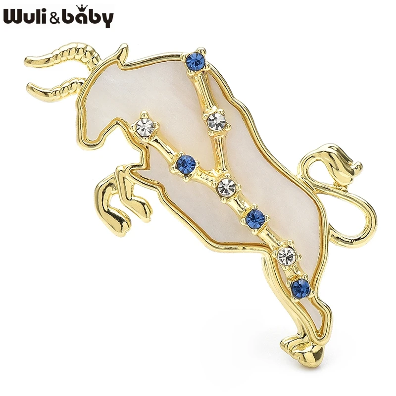Wuli & baby-broches de concha de Tauro, 2 colores, Pin, estrella del zodiaco, accesorio de joyería, insignia de toro para traje