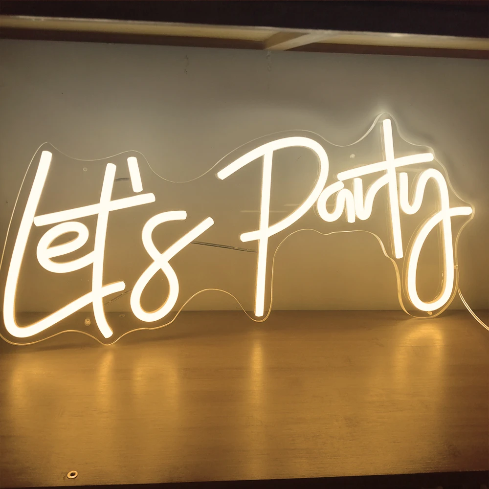 Large Size 'Happy Birthday' Customizable LED Light Neon Sign with Clear Acrylic Backer Dimmable Flexible Party Decor