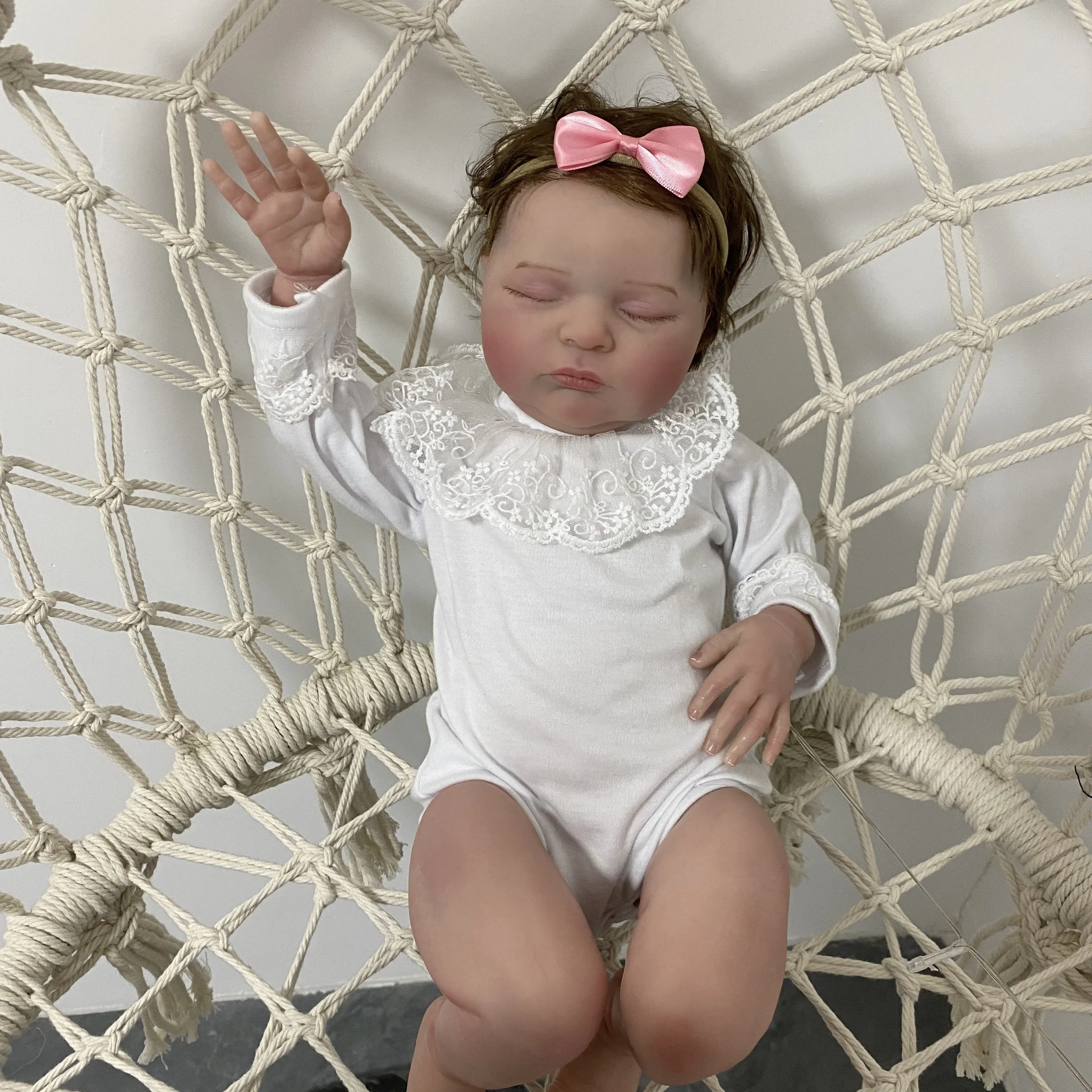 

BZDOLL 50CM 20in Sleeping Girl Reborn Doll, Full Vinyl Body, 3D Veined Skin, Princess Kids Gift