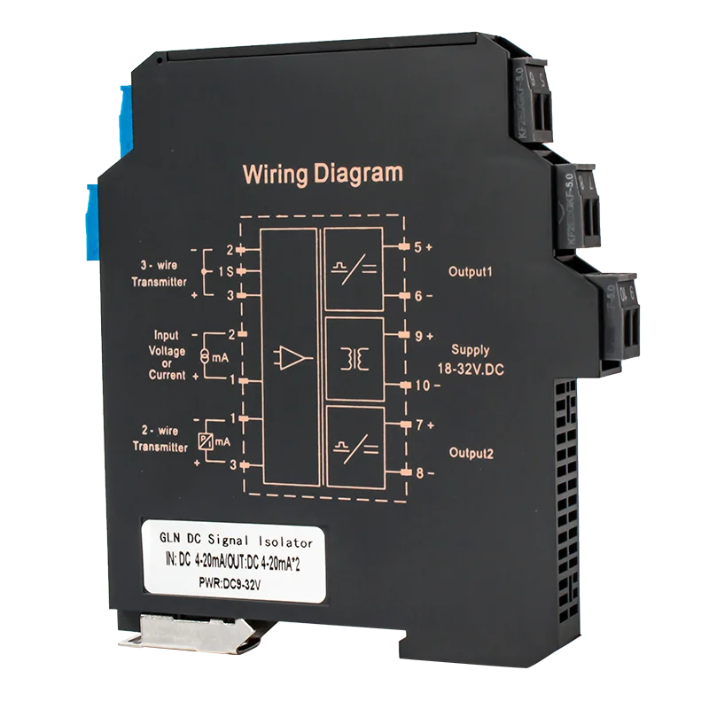 Snelle respons analoge signaalisolator DC 24V galvanische signaalomvormer 1 in 1 uit 4-20mA naar 0-10V signaalisolatieverdeler