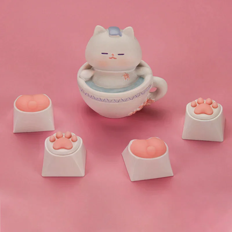 

Cute Cat Paw Keycaps for Mechanical Keyboard Cherry Mx Switch Diy Custom Key Cap Soft Silicone Keycup Artisan