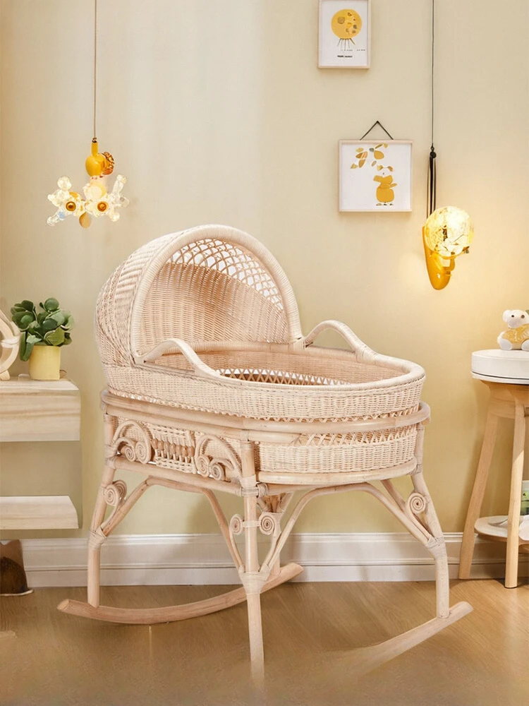 Rattan Baby Cradle Sleeping Basket Old-Fashioned Traditional 0-2 Years Old Babies' Bed Real Rattan Bed Movable Cradle