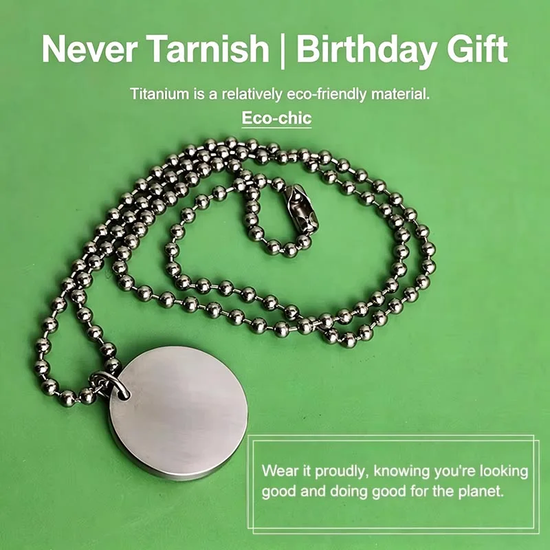 

Minimalist Pure Titanium Circular Pendant Necklace - Eternal Symbol Hypoallergenic Gift for Men And Women