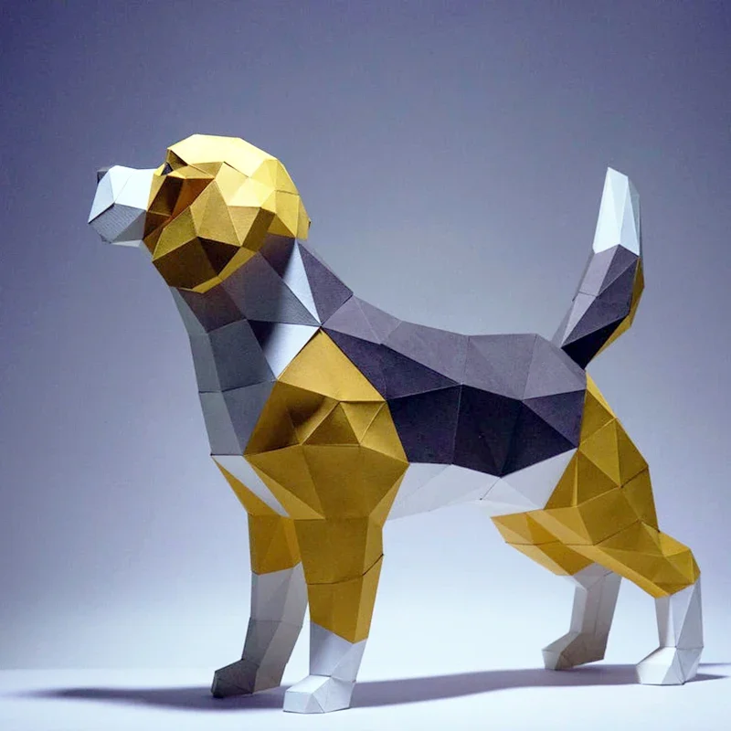 Modello di carta 3D fatto a mano 42cm Beagle cane fai da te Papercraft decorazioni per la casa scrivania decorazione puzzle educativi fai da te giocattoli per bambini regalo 1817