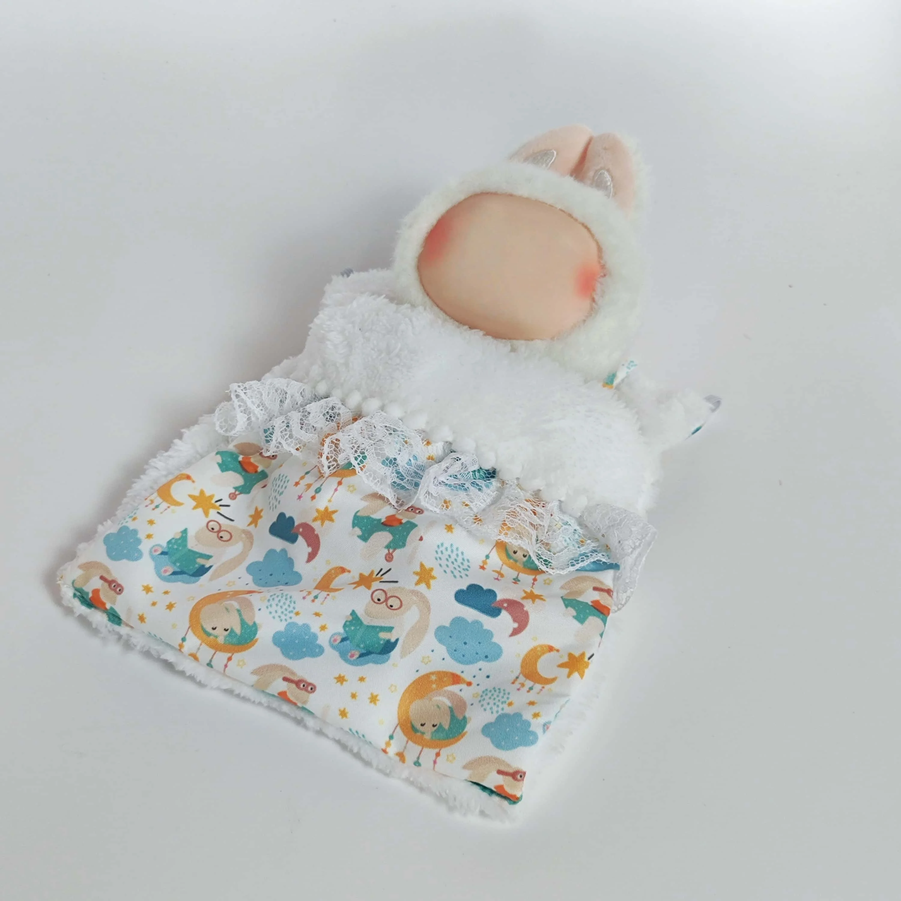 Ropa Labubu For 15/17cm Labubu Doll Quilt and Pajama Set Three-piece Set Cosy Baby Bed Home Warmth Toy Girl Gift