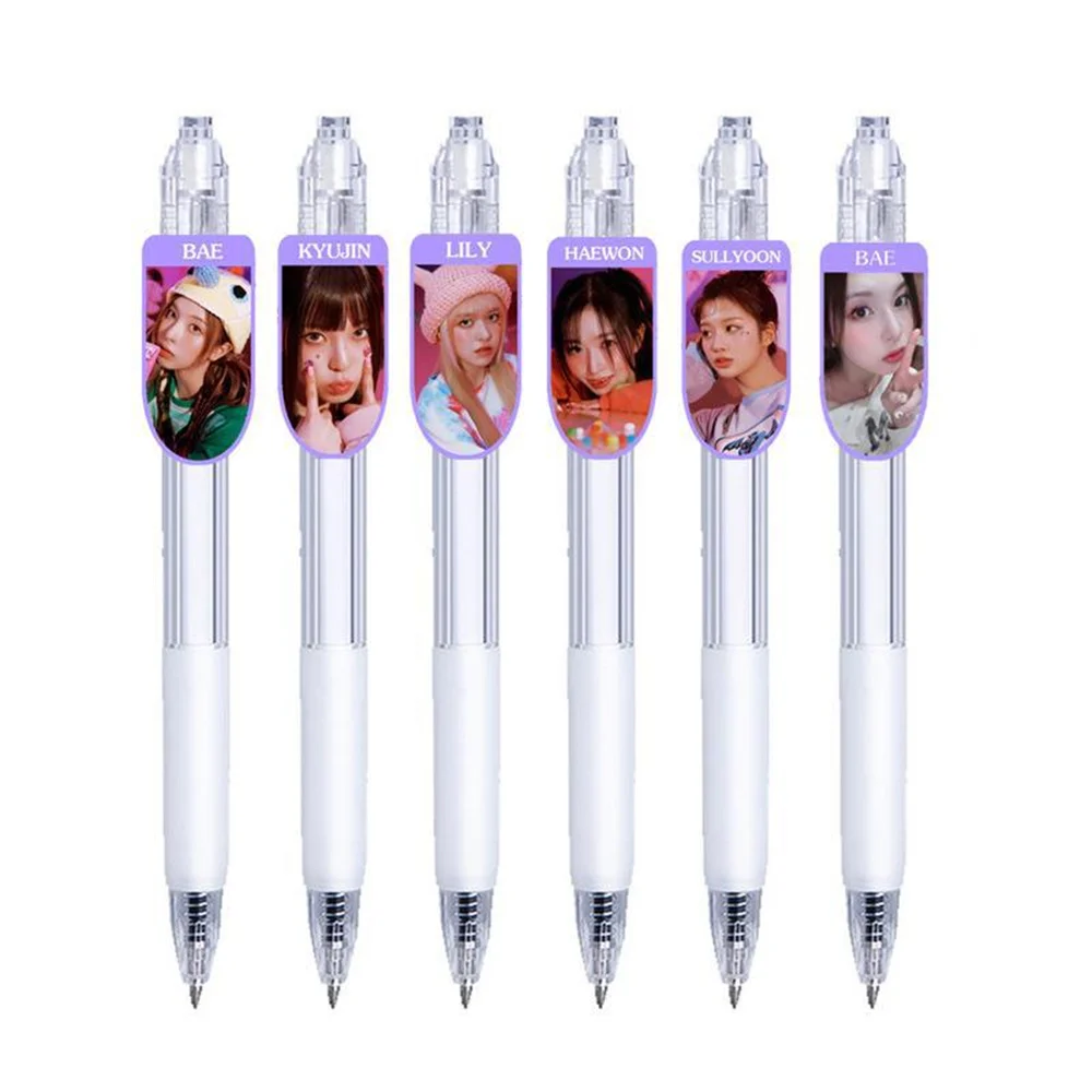 

Kpop NMIXX Ballpoint Pen 0.5mm Black Writing Drop Signing Pen Haewon Kyujin Pushable Pen Student Stationery School Supplies