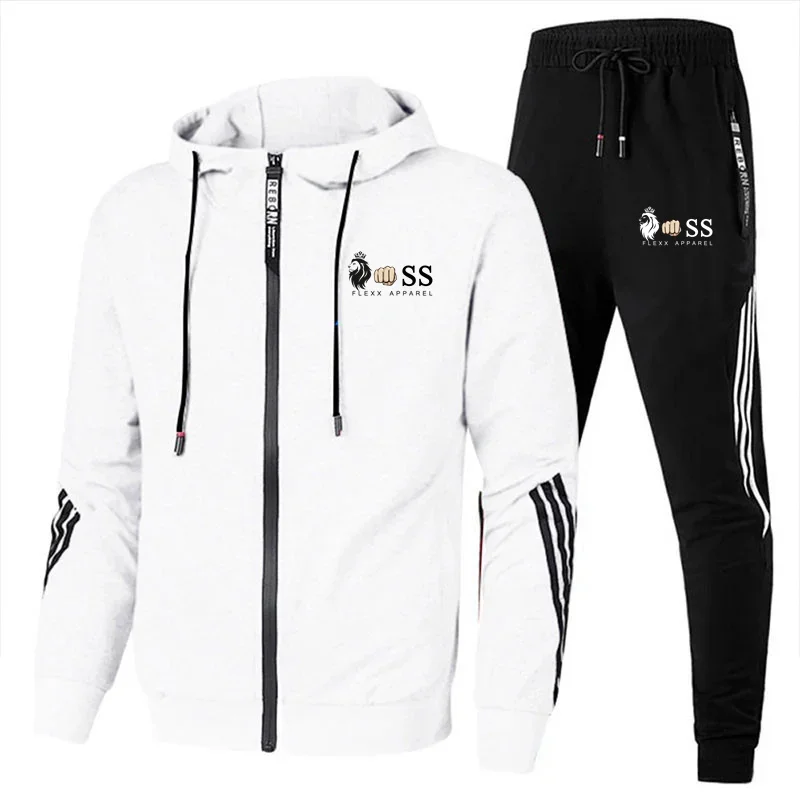 Novo terno de jogging masculino com capuz moletom de duas peças terno masculino moda casual confortável outono e inverno jaqueta