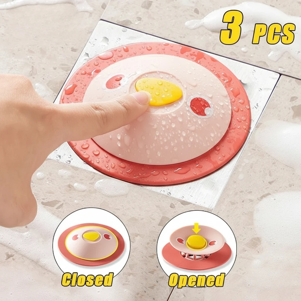 

1-3PCS Durable Silicone Drain Seal Universal Odor Proof Cover for Kitchen Bathroom Sink and Tub Pipe Fits Most Drain Sizes