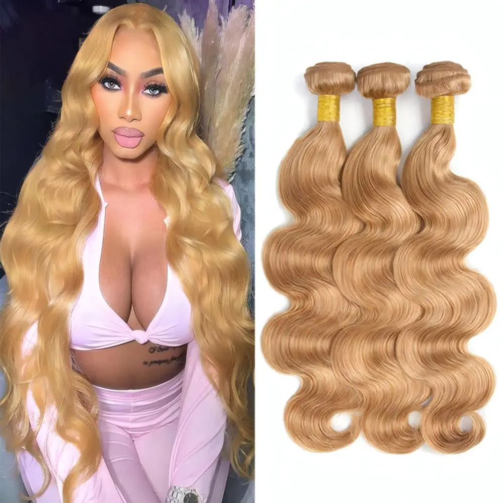

# Наборы из 27 прядей медово-русых волос Body Wave, 1/3/4 пучка, 10-32 дюйма, бразильские натуральные волосы, 100% Remy, для наращивания