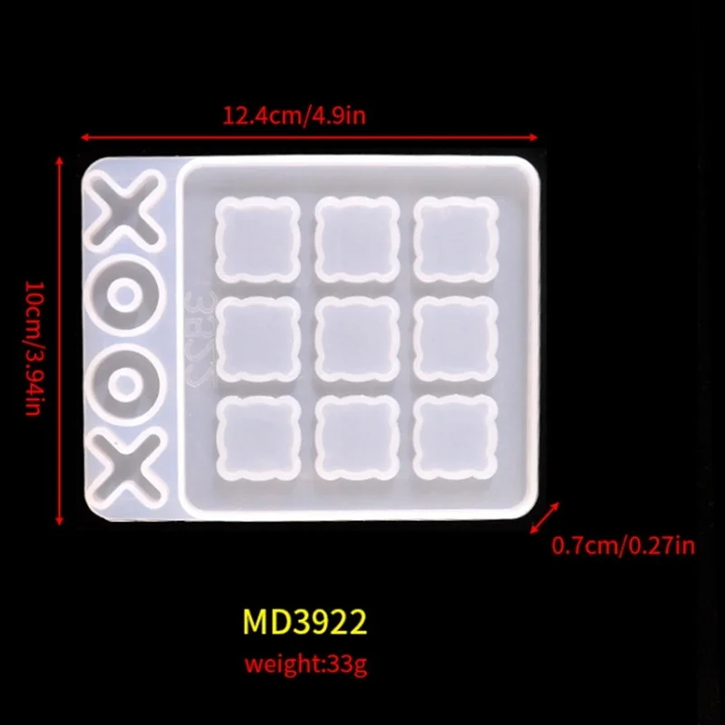 Tic Tac Toe Game Resin Molds Silicone XO Chess Board Epoxy Resin Mold DIY Craft for Kids and Adults