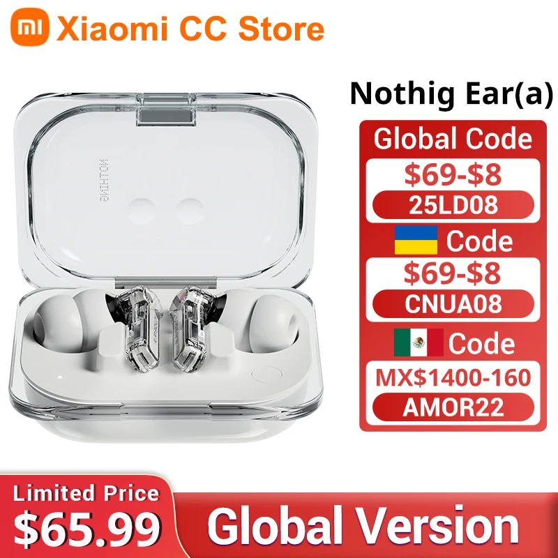 Global Version Nothing Ear (a) Wireless Earbuds 45 dB Active Noise Cancellation Bass Enhance algorithm Up to 42.5 hours life