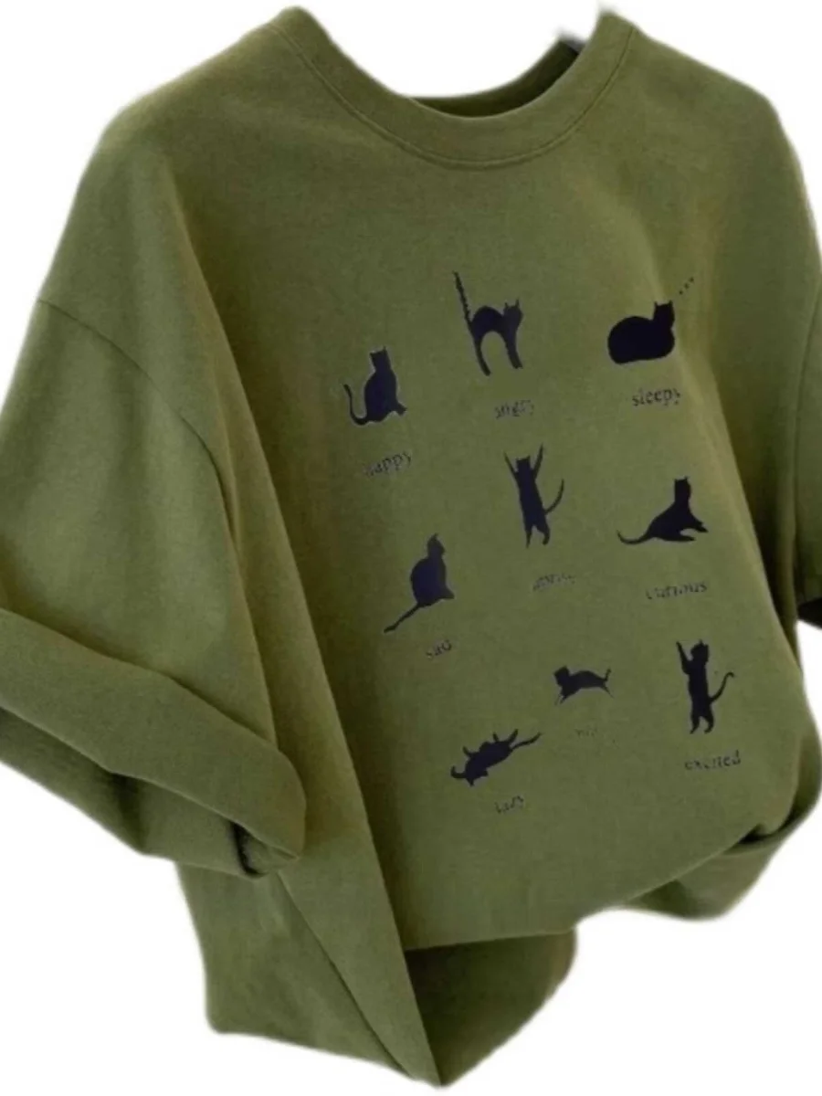 T-shirt ample en coton pur pour femme, nouveau style estival, polyvalent, décontracté, style coréen