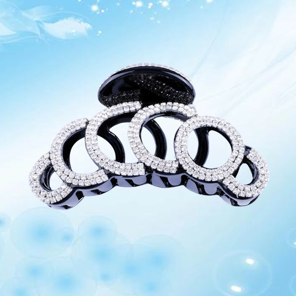 

Elegant Headdress Hair Clips Black Rhinestone Claw Catch Barrette Princess Headwear Hair Accessories Styling Tools Durable