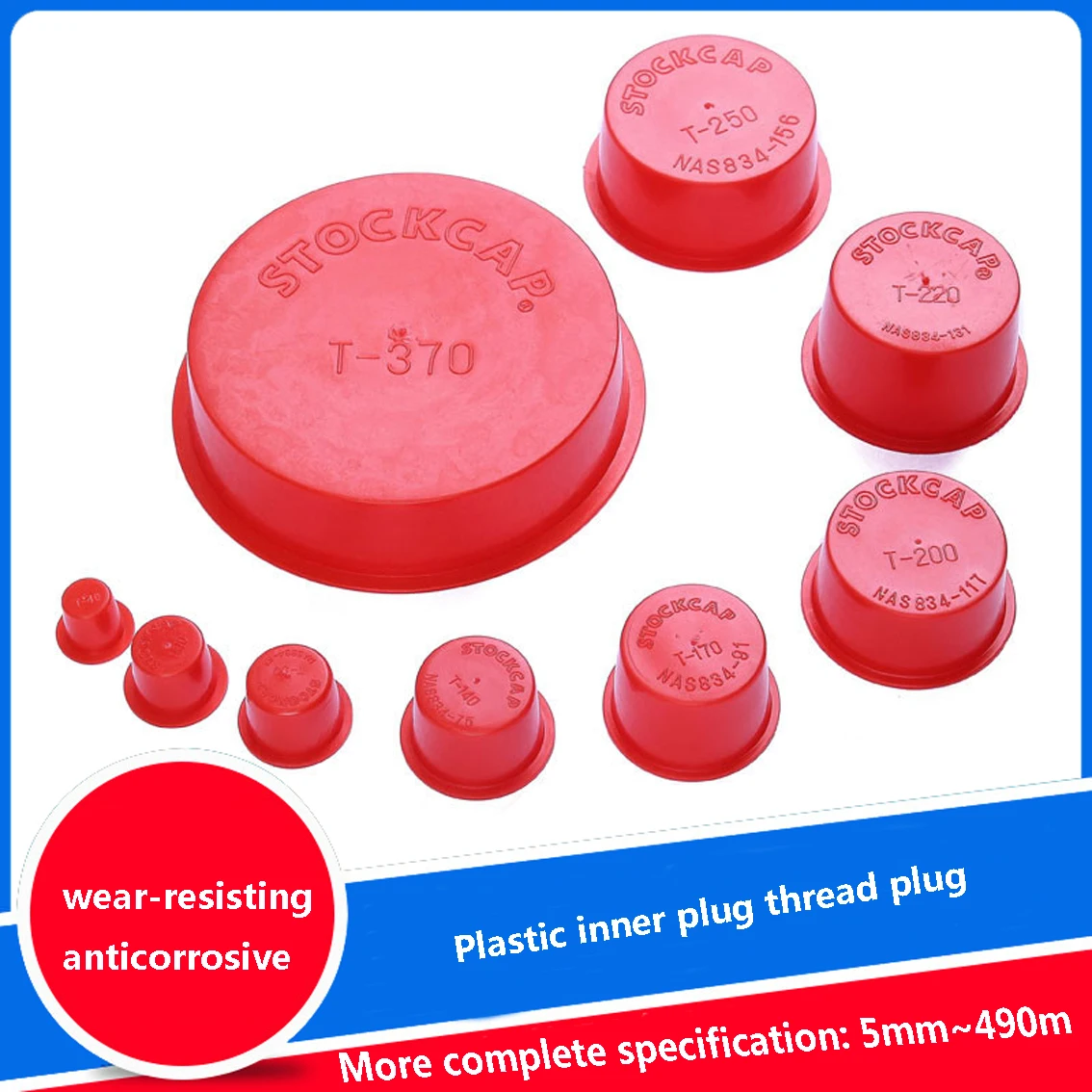 T185-T365 Red Plastic Plug MOCAP Conical Inner Hole Plug Dust Cap Inner Thread Protector Glass Round Pipe Plug