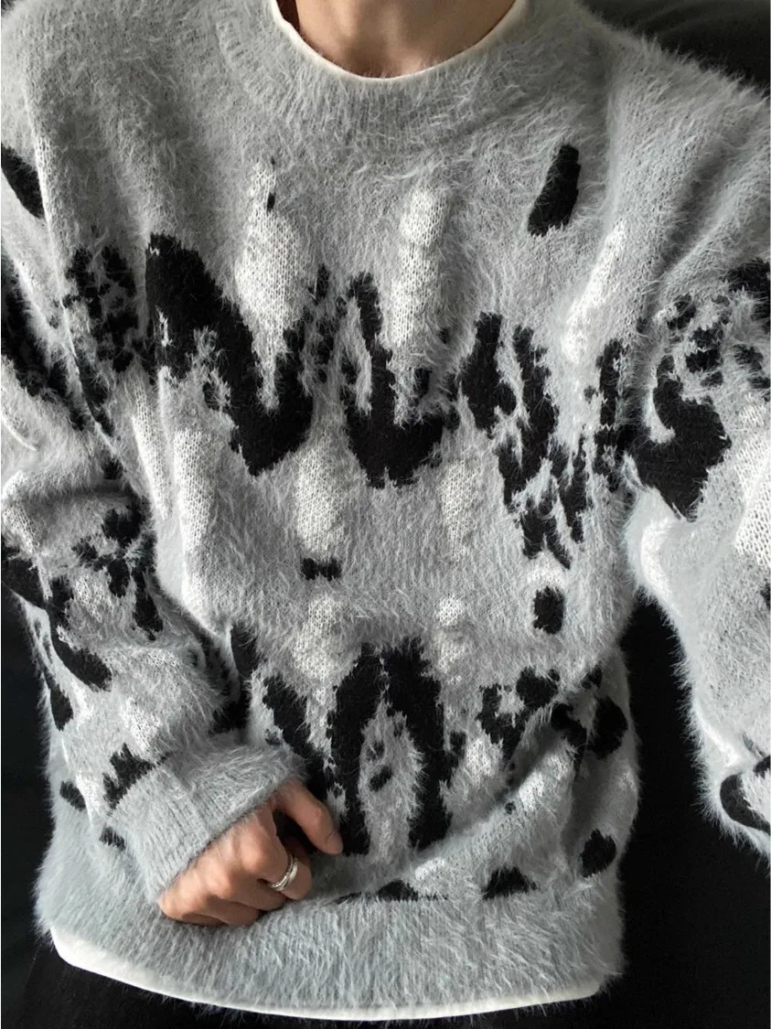 سترة فضفاضة أمريكية مصبوغة بألوان متباينة من الفرو المزيف كاجوال ناعمة كسول علوية للرجال والنساء