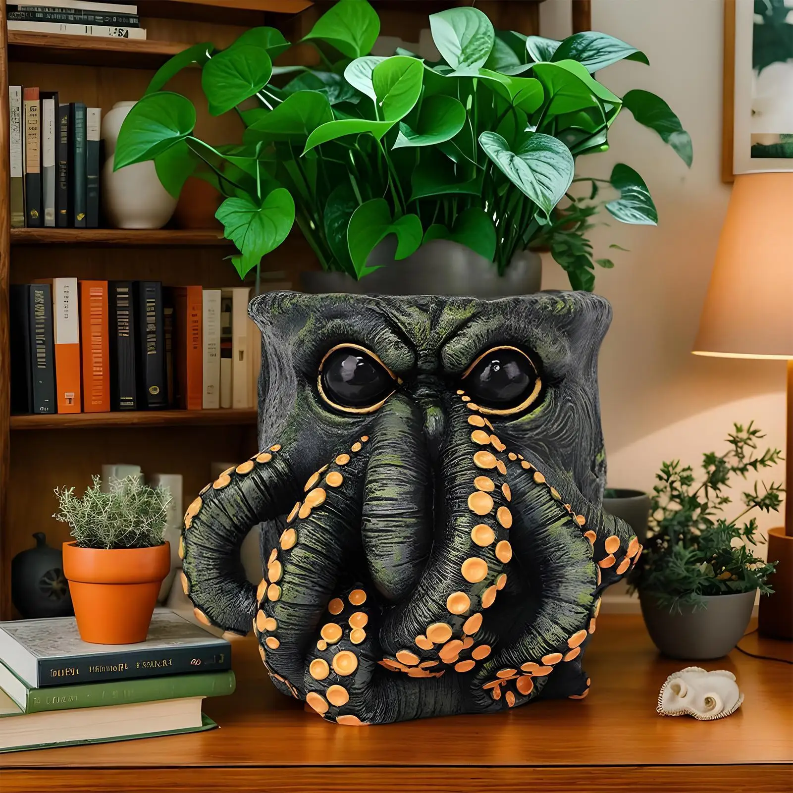 

Plant Pots Indoor Resin Cthulhu Planter for Indoor Outdoor Octopus Figurines Garden Decor Potted Decorative Gardening
