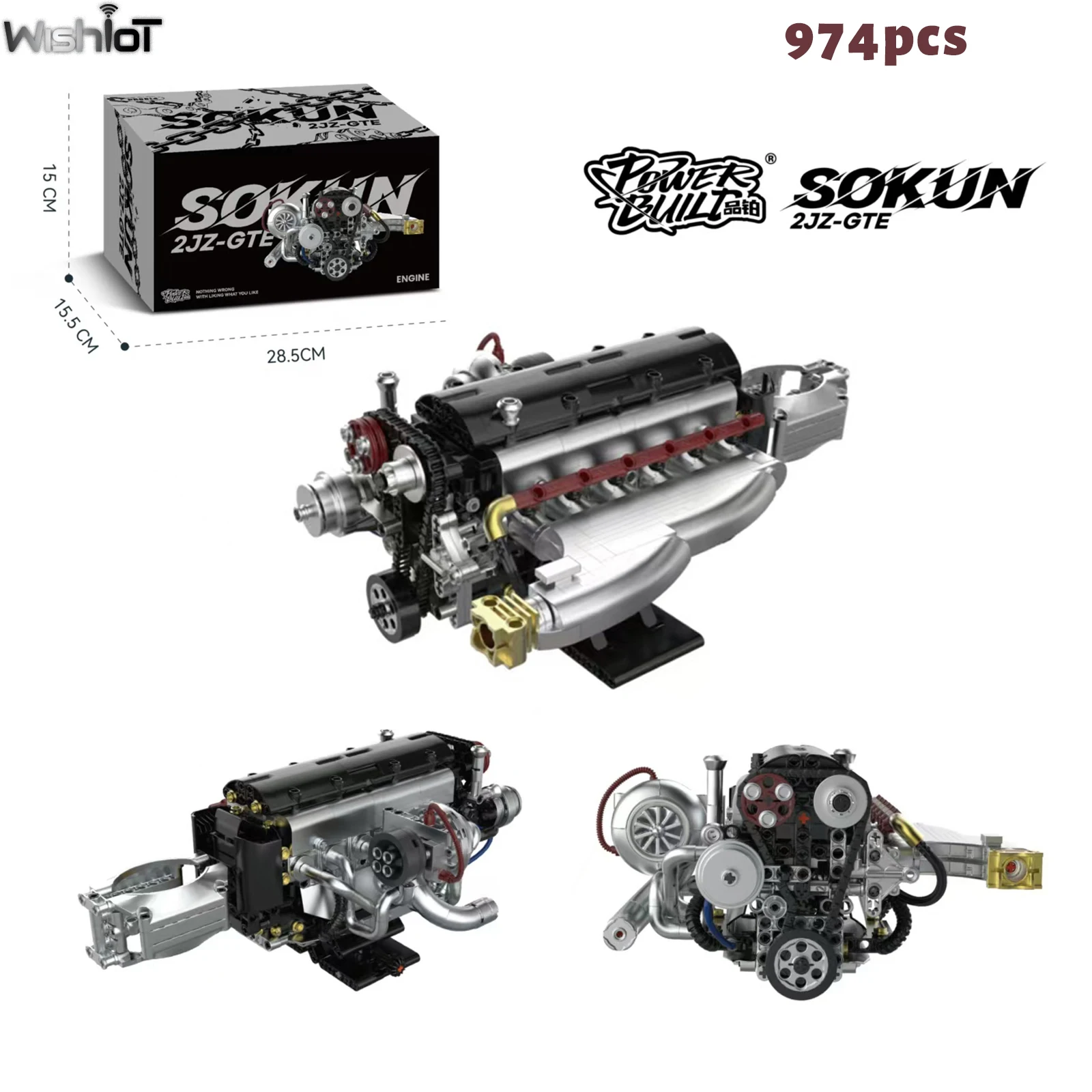

PB8814 2JZ-GTE Engine Building Blocks Classic Japanese Car Engines Model Assembly Collecting Toy Boys Creative Gifts 974PCS