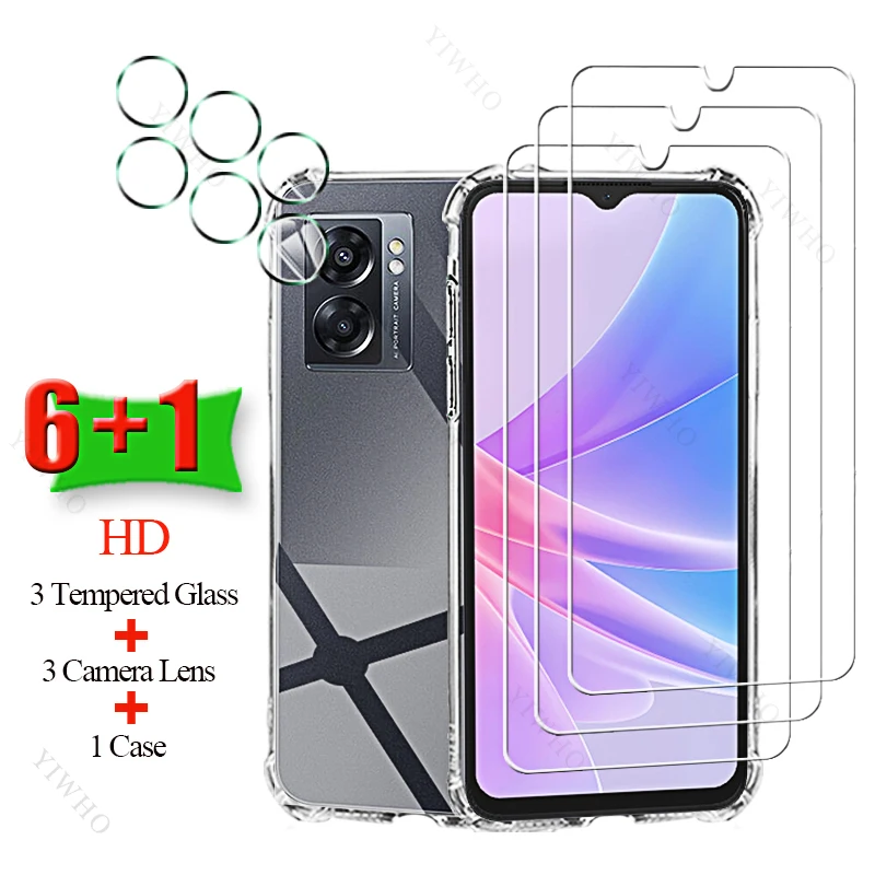 6+1 Tempered Glass Screen Protectors for Oppo A56s Soft Silicone Case Camera Covers for Oppo A 56s 56S 6.56