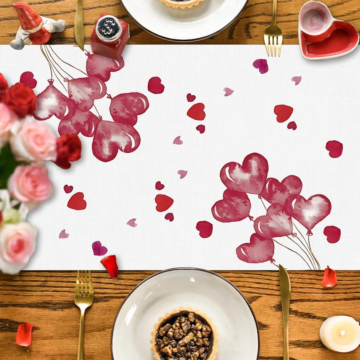 

Love Heart Valentine's Day Table Runner Anniversary Wedding Kitchen Dining Table Mats Home Party Decor Tablecloth Placemat