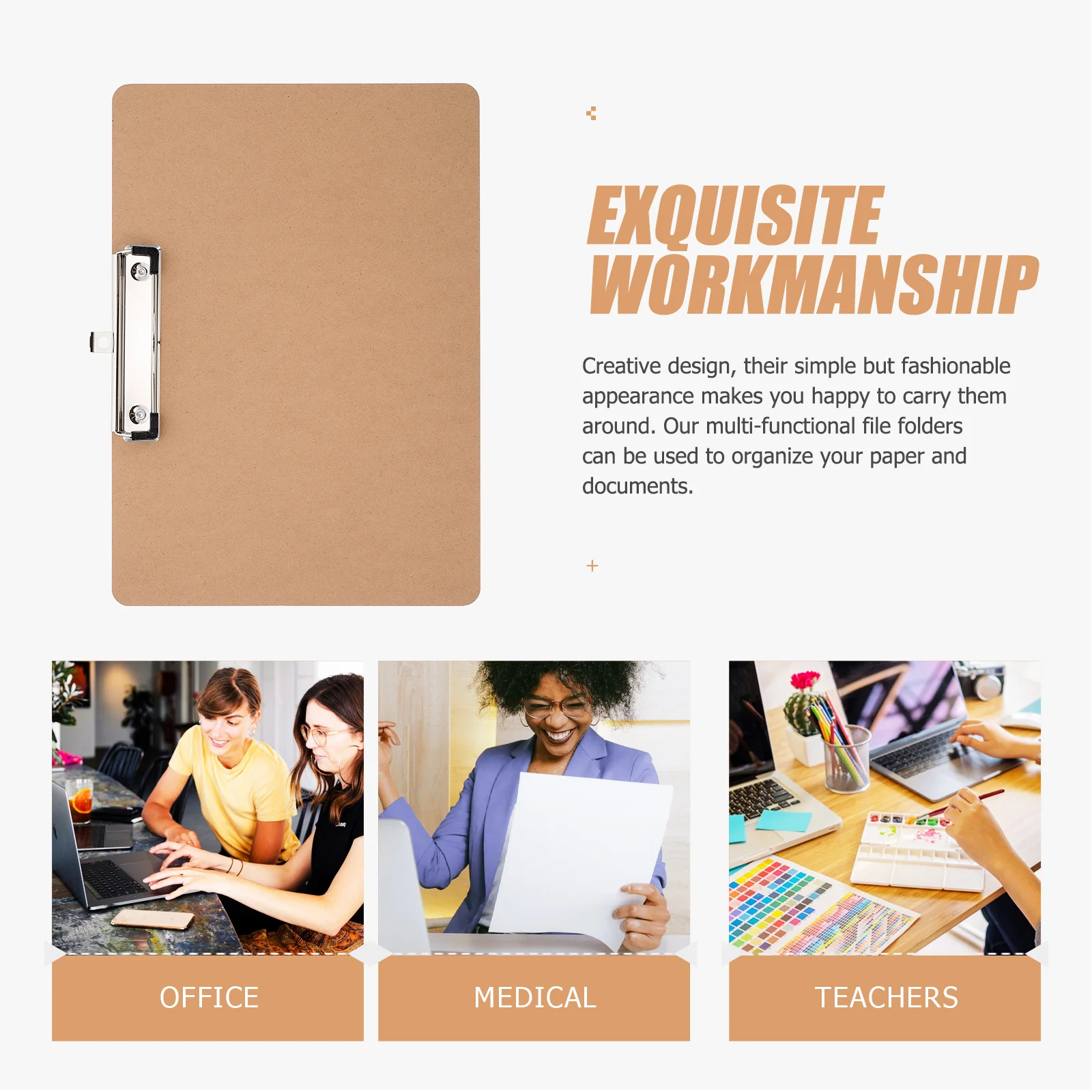 3 Pcs Writing Board Clip Portable Clipboard Office Folders Paper File Organizer Student