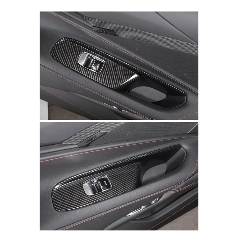 

Portable Carbon ABS Car Window Glass Lift Switch Button Control Panel Frame Cover Trim For Corvette C8 2020-2023 Repla