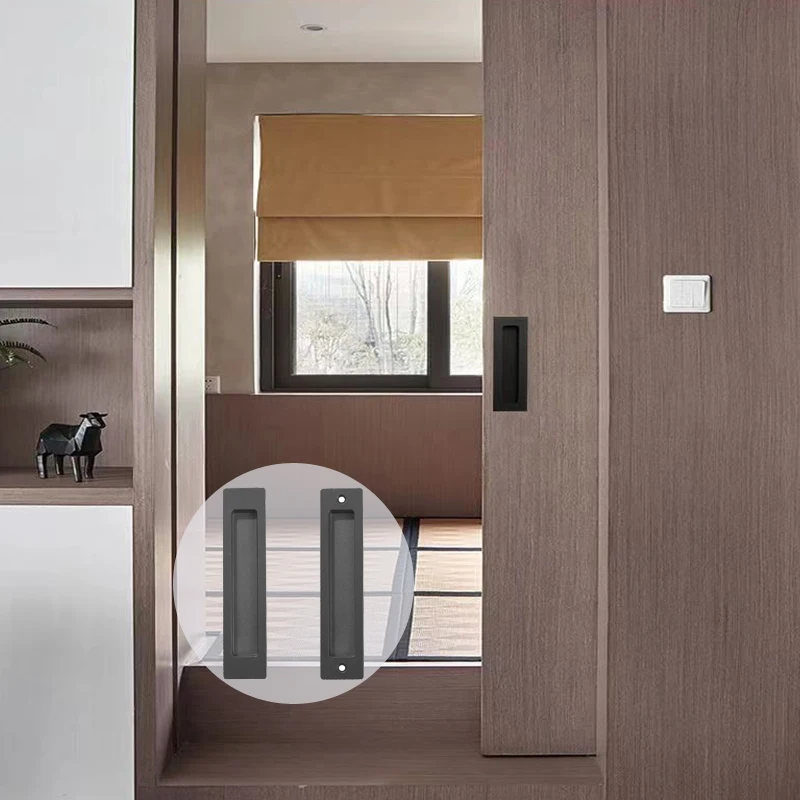 Sliding Door Handle Black Embedded Sliding Door Wardrobe Balcony Wooden Door Handle Invisible Handle Concealed Buckle