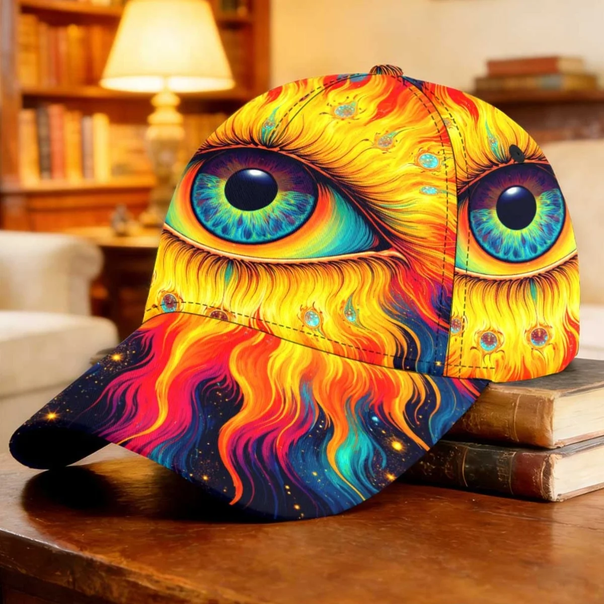 1pc Flaming Cosmic Eye Baseball Cap Cycling Birthday Gift Breathable 3D Printed Fishing Trip Curved Brim Cap Sports Events