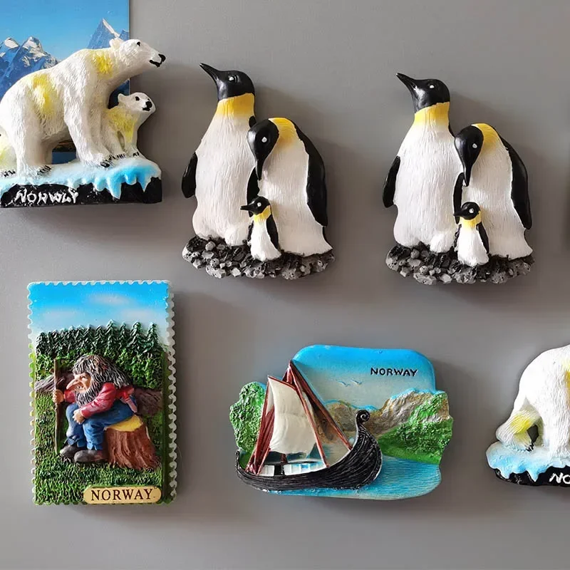 Cute Animal Fridge Magnets JAKARTA Indonesia Antarctic Penguin 3D Resin Refrigerator Magnet Souvenir Decorative Magnets