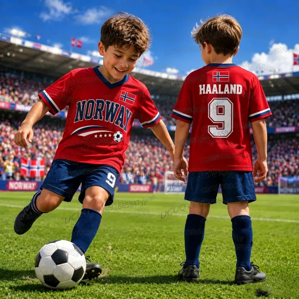 2026 Special NO.9 HAALAND Football Jersey Shorts Set Women Men Norway Fans Shirt and Shorts Summer Kids 2 Piece Set