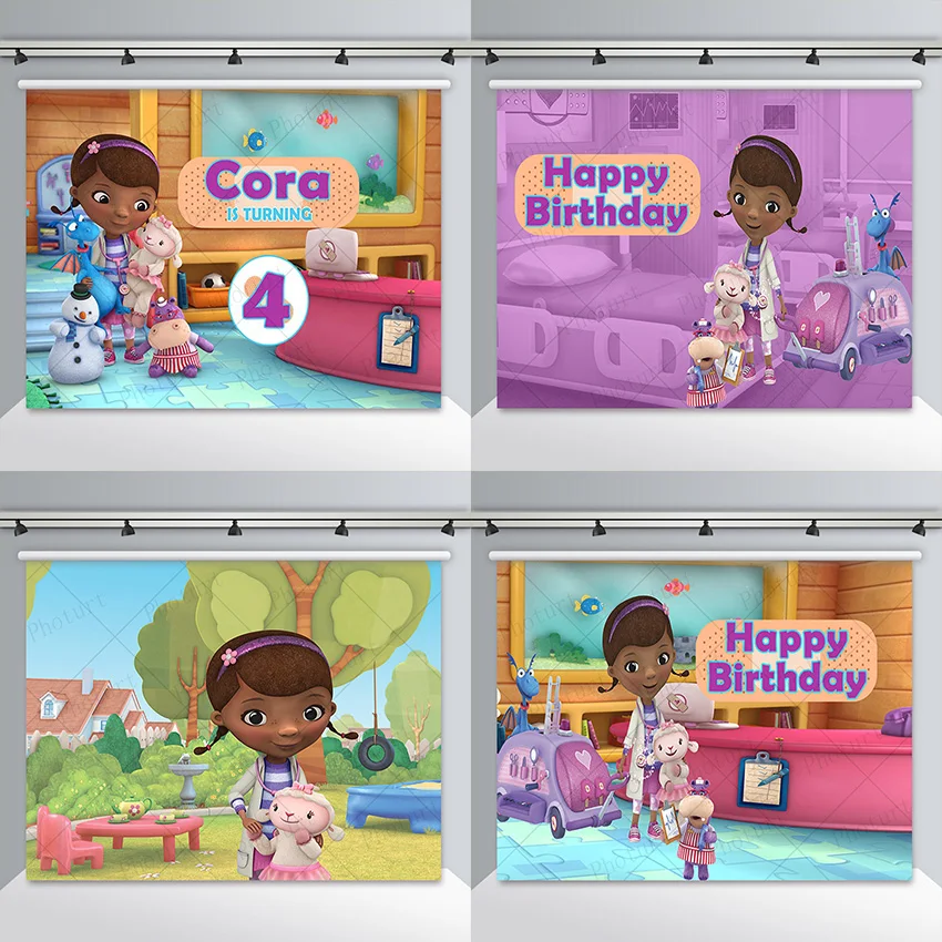 Disney Custom Doc Mcstuffins Photography Backdrop Kids Birthday Party Photo Background Nurse Toy Banner Vinyl Studios Props